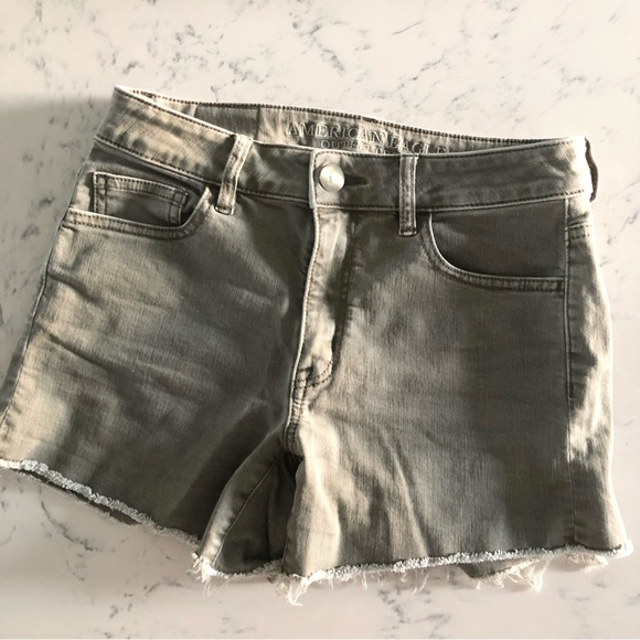 American Eagle Super Stretch Hi-Rise Shorty Green Shorts - Picture 1 of 5